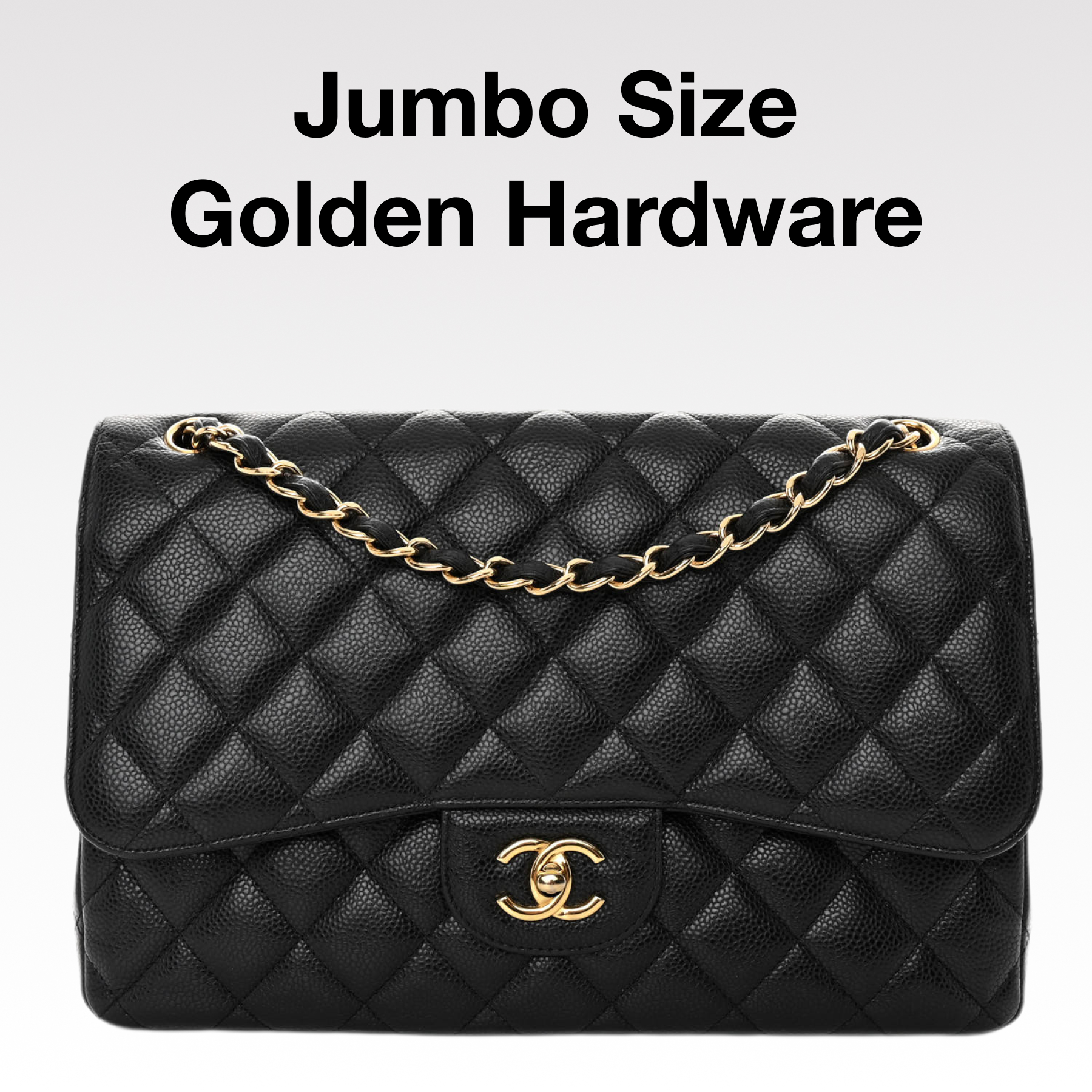 CC Inspired Classic Flag Bag Small Classic Double Flap Black Caviar Gold Hardware - Bag - Gorchic - $128.99