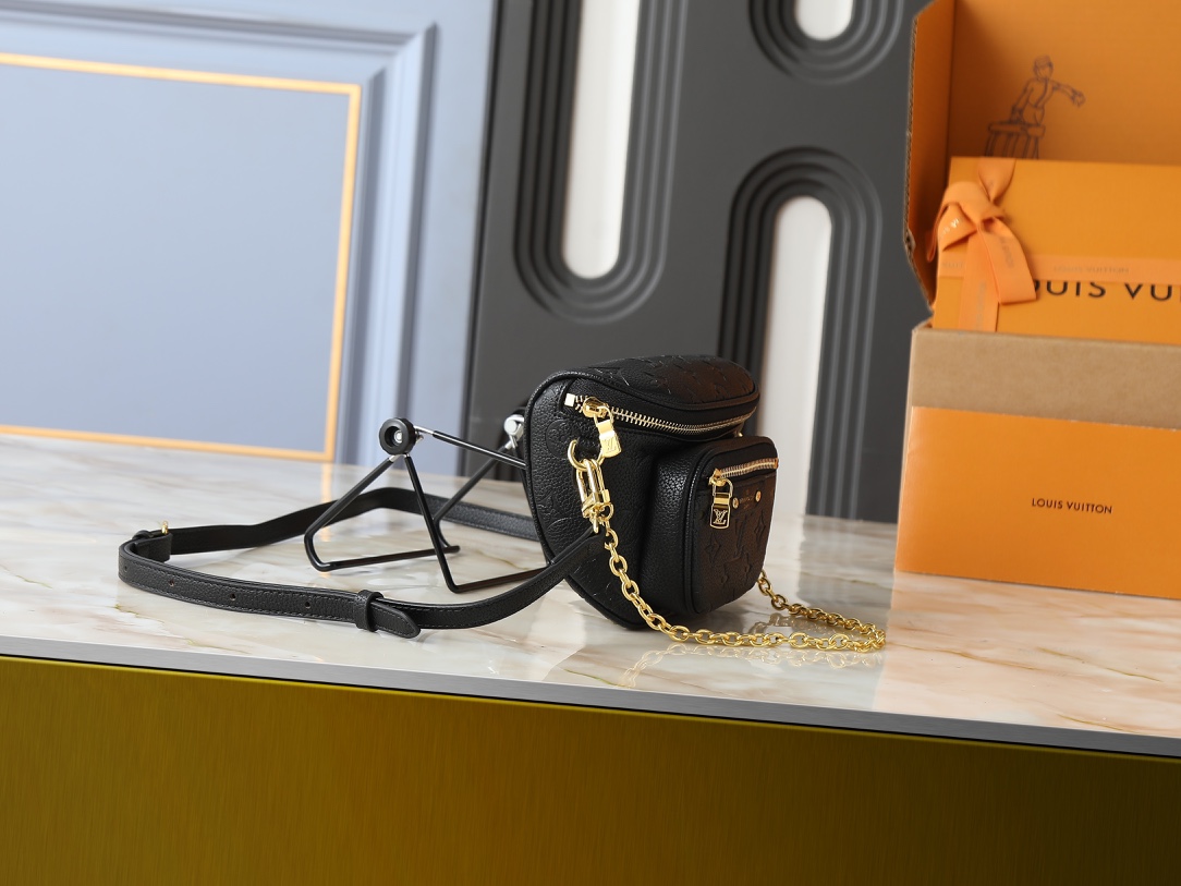 Designer Monogram Empreinte Monogram Leather Black Bumbag - Bag - Gorchic - $122.99