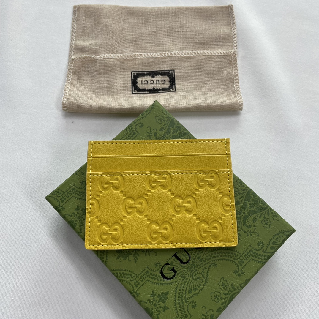 Double-G GG rubber-effect card case deep yellow-wallet - Gorchic - $35.99