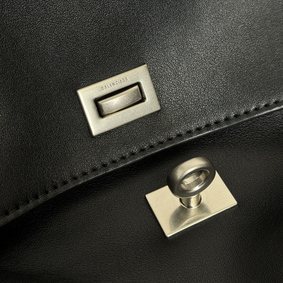 Hourglass iconic Rodeo leather shoulder bag in Black and aged-sliver hardware Multiple Size - Bag - Gorchic - $169.99