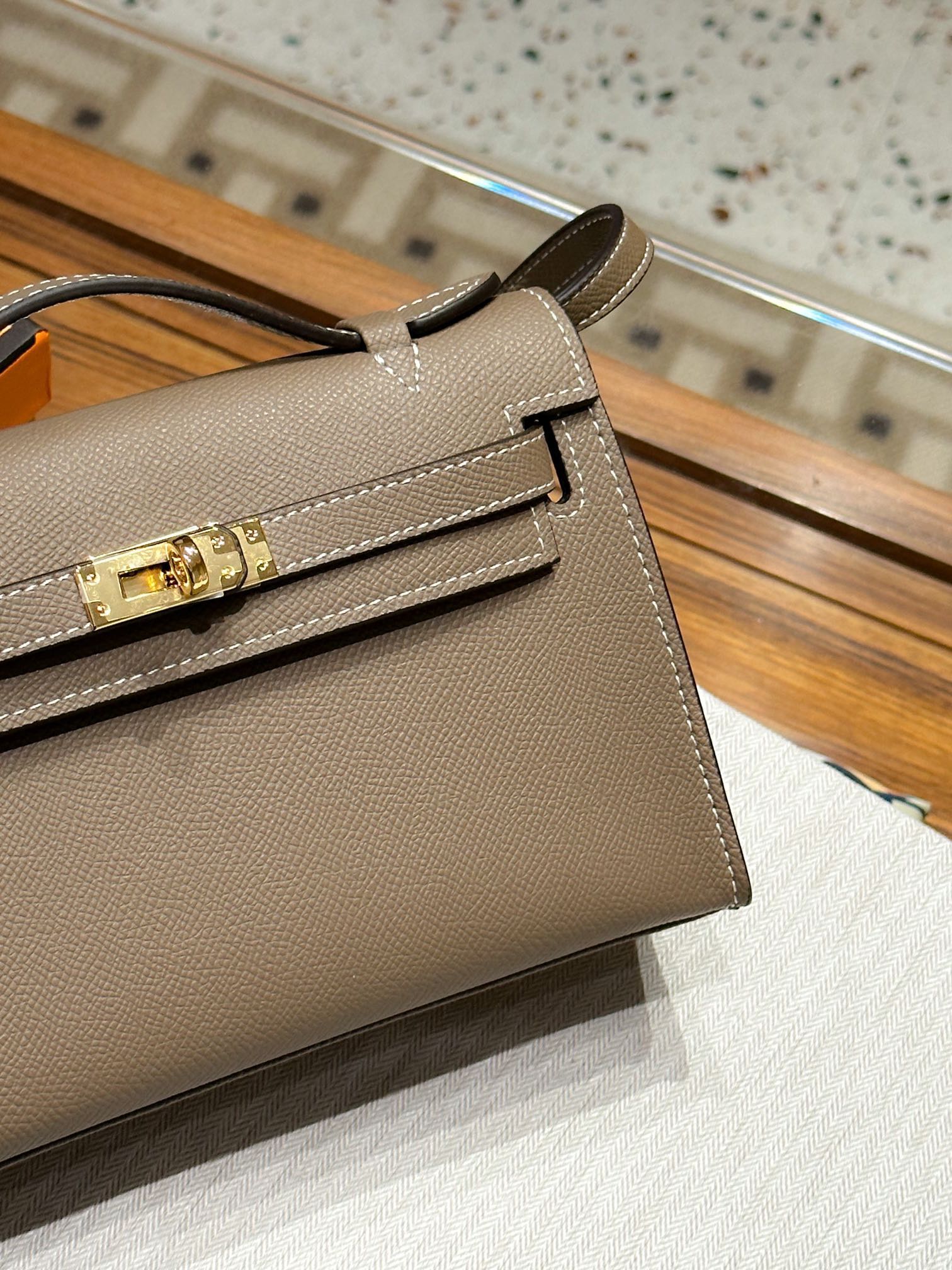 H-Inspired Kelly Mini 1st Kelly Pochette Generation Epsom Palm Leather-Elephant Grey - Gorchic - $146.99