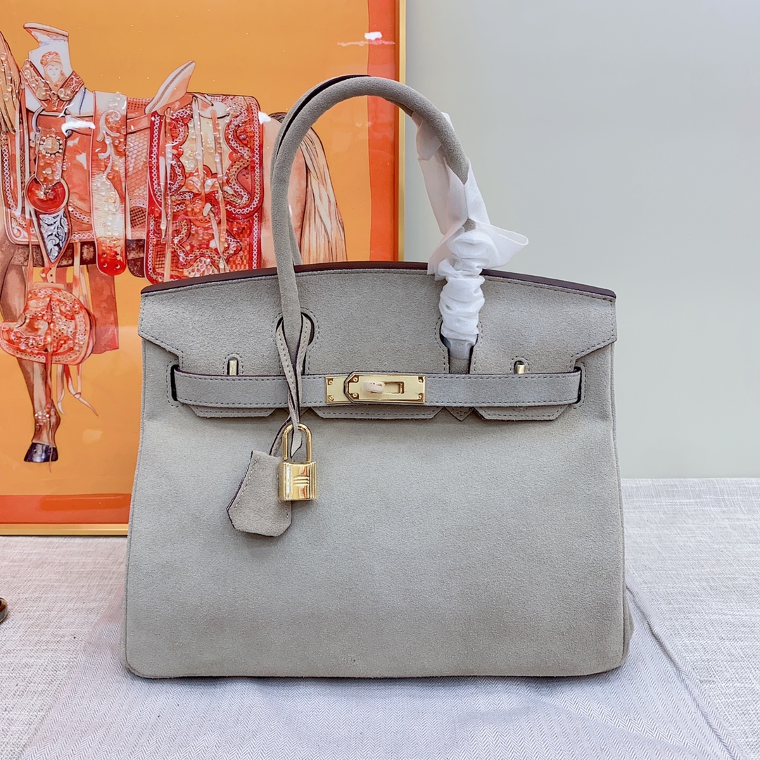 H-Inspired Birkin Bag Doblis Bag Golden Hardware-Grey Bag - Gorchic - $181.99