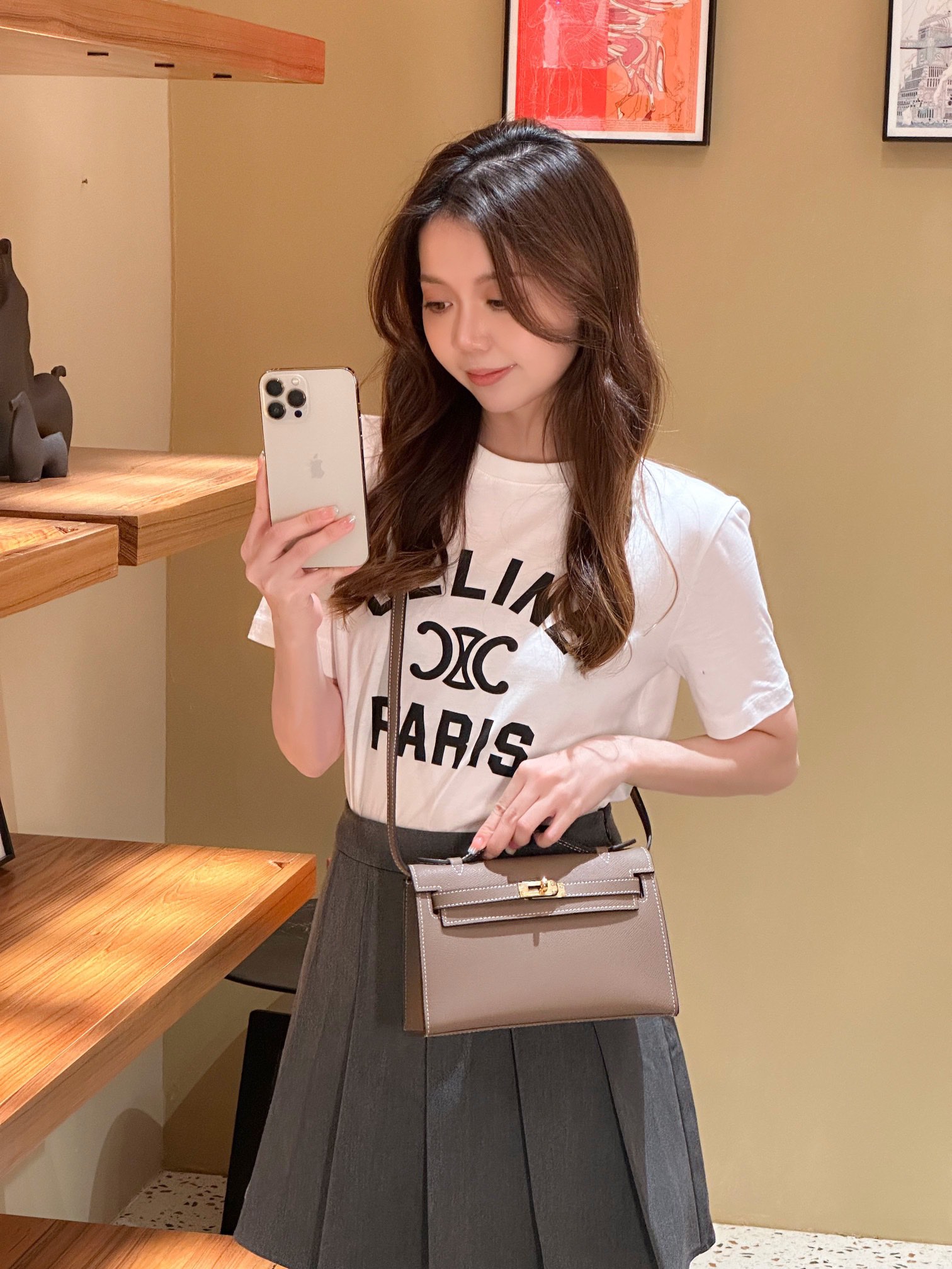 H-Inspired Kelly Mini 1st Kelly Pochette Generation Epsom Palm Leather-Elephant Grey - Gorchic - $146.99