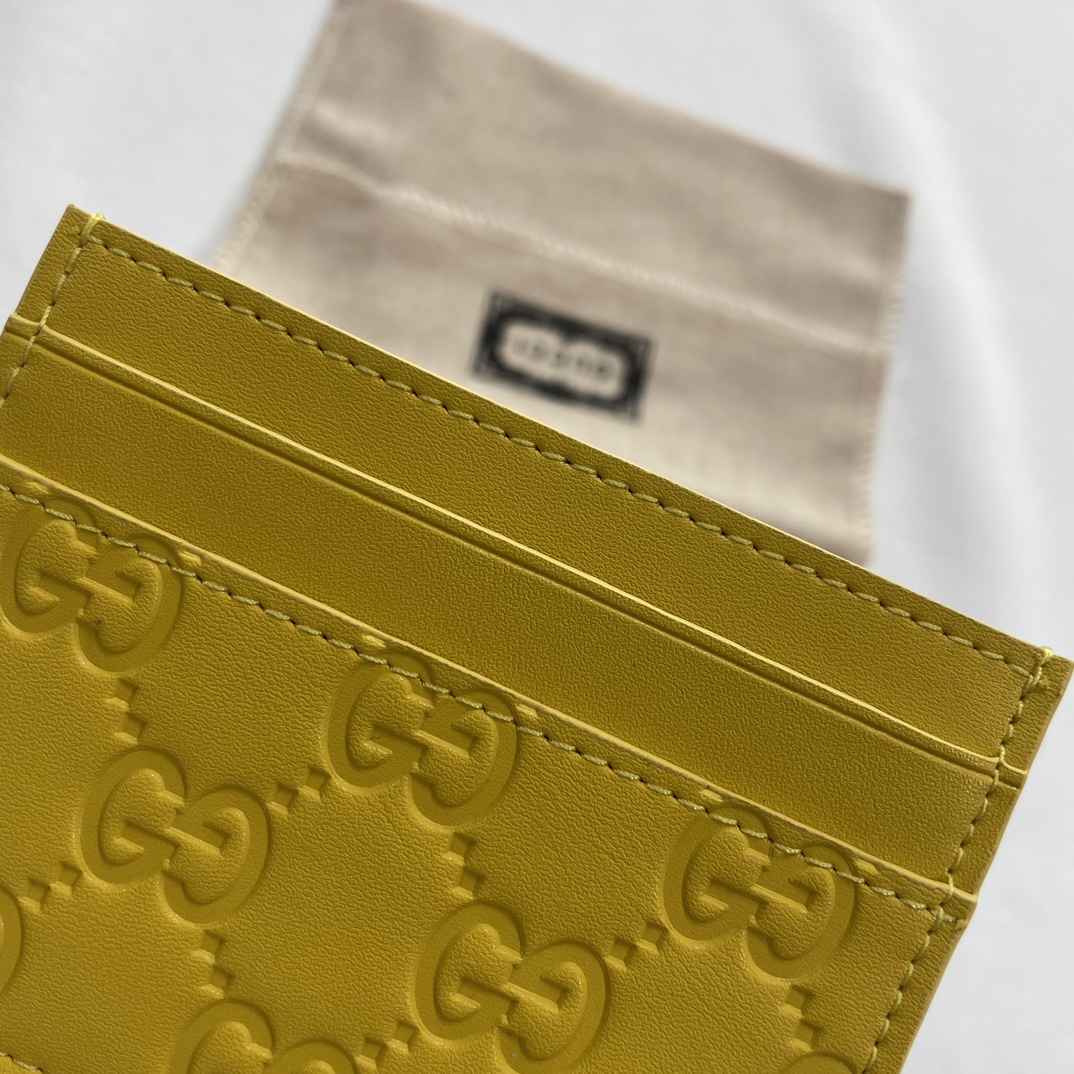 Double-G GG rubber-effect card case deep yellow-wallet - Gorchic - $35.99