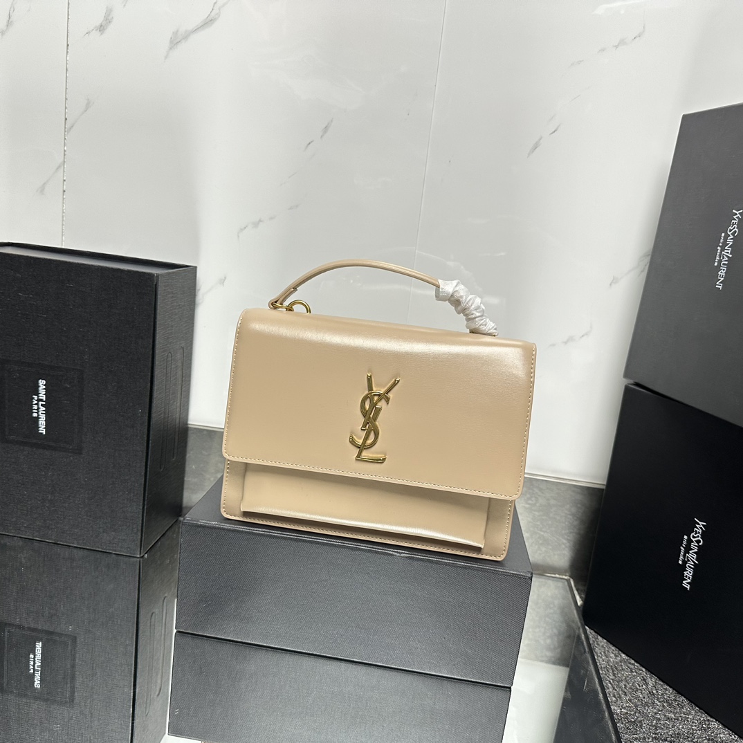 Lady Designer  Fashion Sunset medium leather cross-body bag Dark Beige - Bag - Gorchic - $135.99