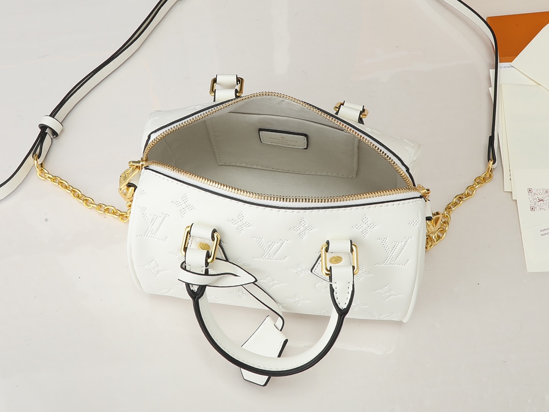 Nano Speedy Bandoulière 20 Monogram Embossed Calfskin-White - Bag - Gorchic - $123.99