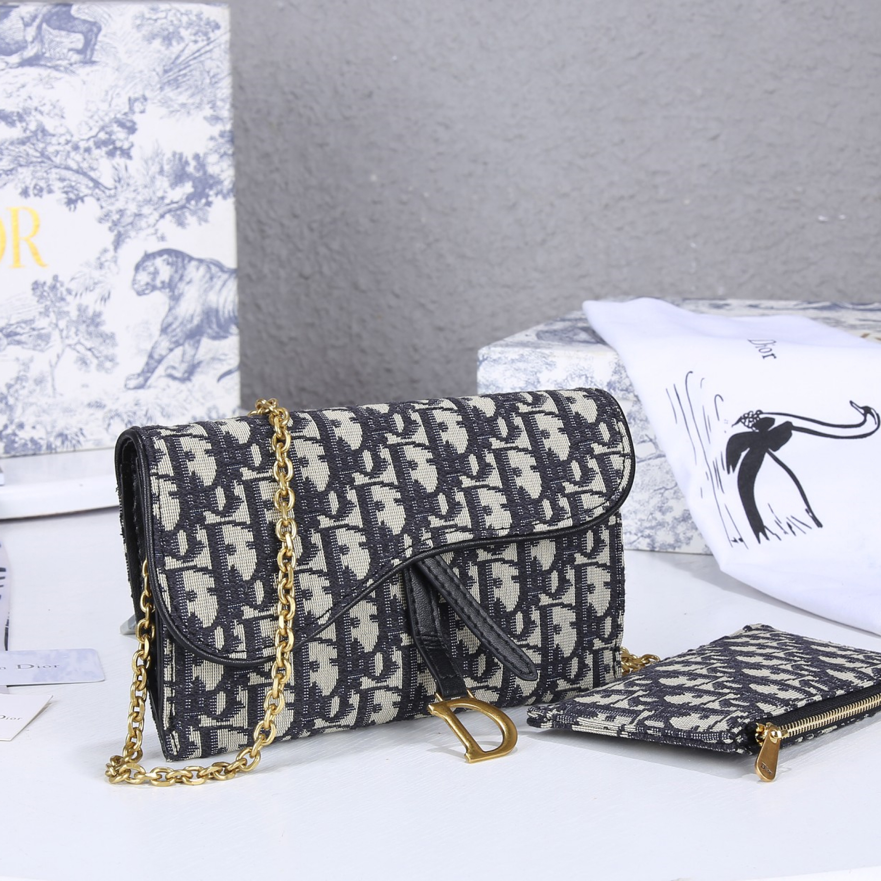 D Inspired SADDLE bag Blue D Inspired Oblique Jacquard S5614CTZQ_M928 - Bag - Gorchic - $138.99