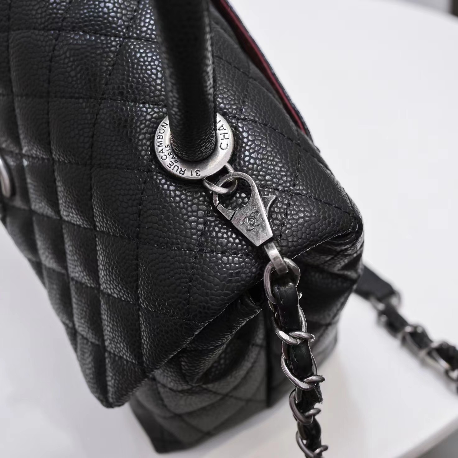 CC Inspired Classic Flag Bag Small Coco Handle Flap Bag Black Caviar Sier Hardware - Bag - Gorchic - $148.99