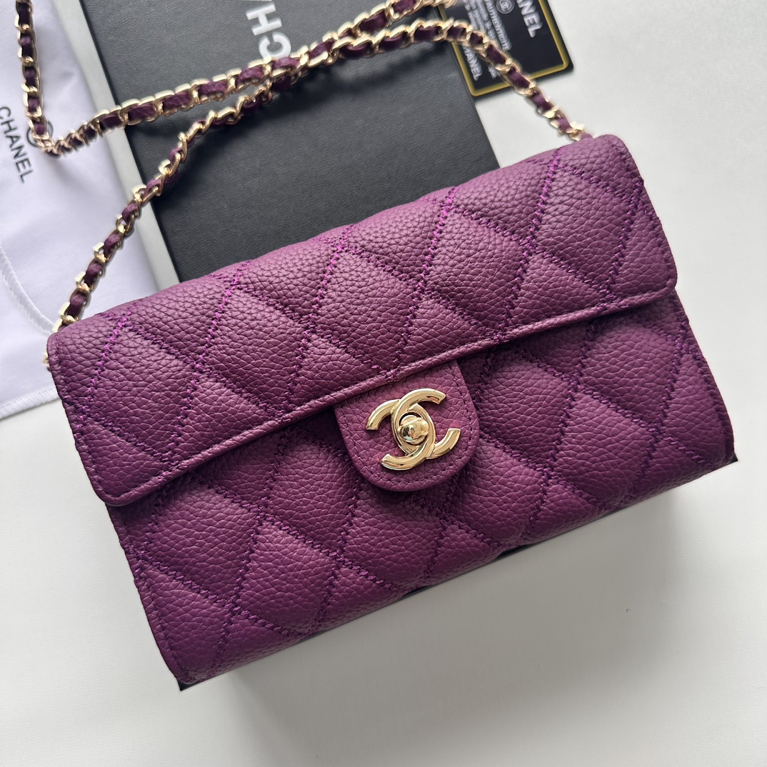 CC Inspired Chain Shoulder Crossbody Small Bag - Purple Bag - Gorchic - $101.99
