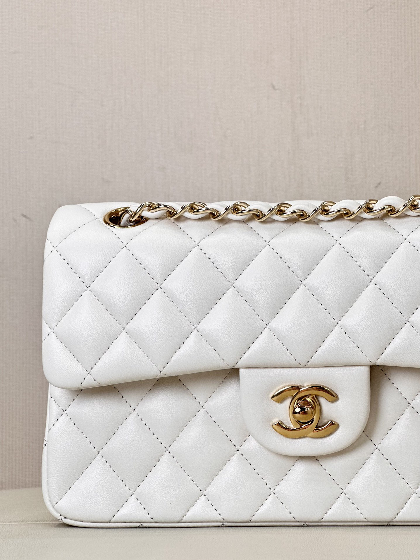 CC Inspired Classic Double Flag Bag White Leather Shoulder Bag - Gorchic - $125.99