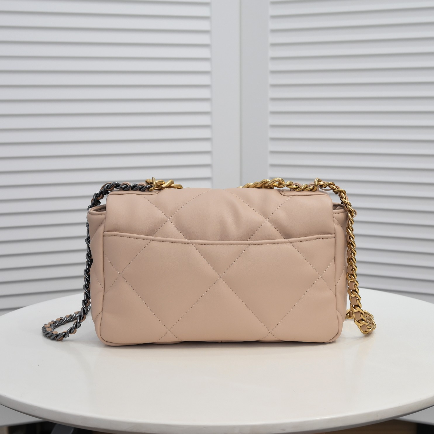CC Inspired Calfskin Quilted CC Inspired 19 Flap Beige -Golden - Bag - Gorchic - $132.99