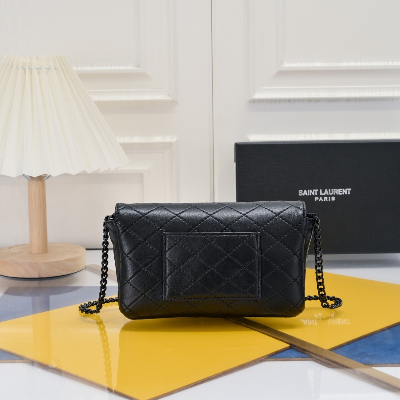 Lady Designer BLACK GABY CHAIN PHONE HOLDER IN QUILTED Calfskin-BLACK HARDWARE - Bag - Gorchic - $122.99