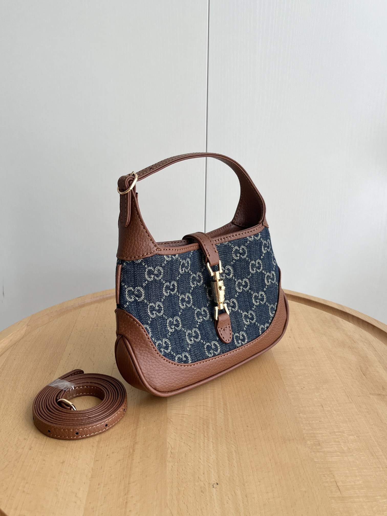 Double-G Jackie 1961 Mini Shoulder Bag GG Denim Blue/Ivory - Bag - Gorchic - $121.99