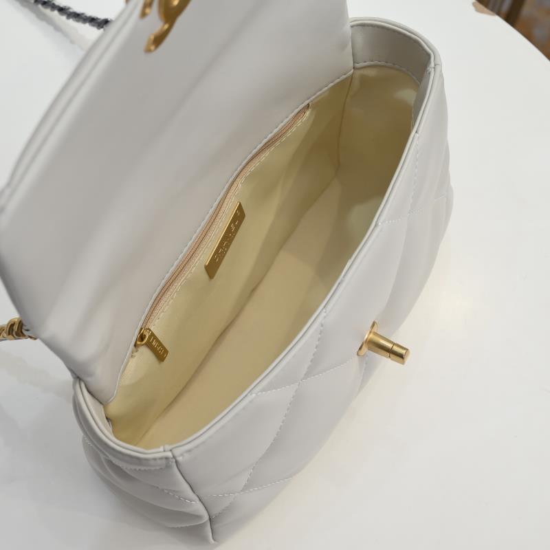 CC Inspired Calfskin Quilted CC Inspired 19 Flap White -Golden - Bag - Gorchic - $132.99