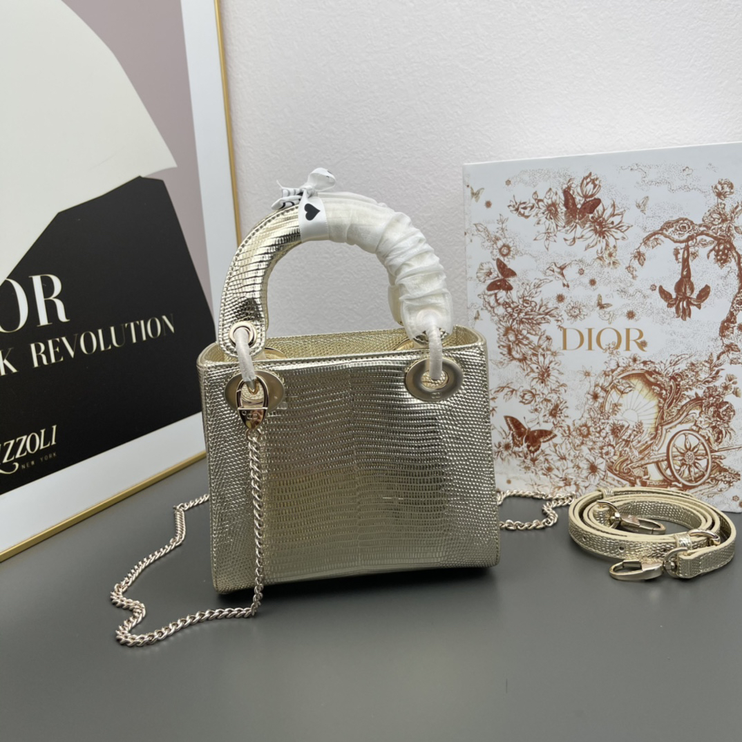 D Inspired lady bag 17cm lizard bag-Gold - Bag - Gorchic - $158.99