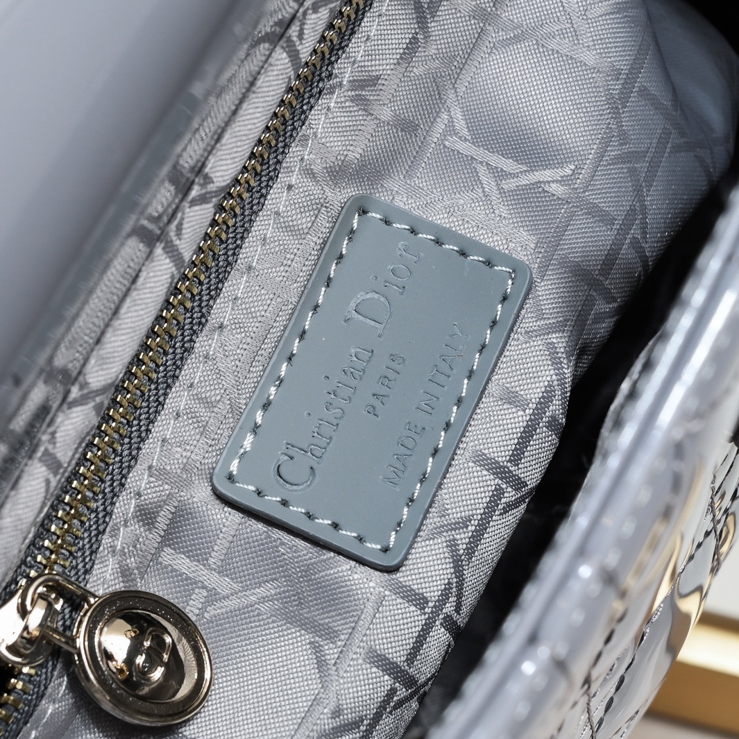 D Inspired Small Lady D Inspired Bag Powder Grey Patent Cannage Calfskin Golden Hardware - Bag - Gorchic - $144.99