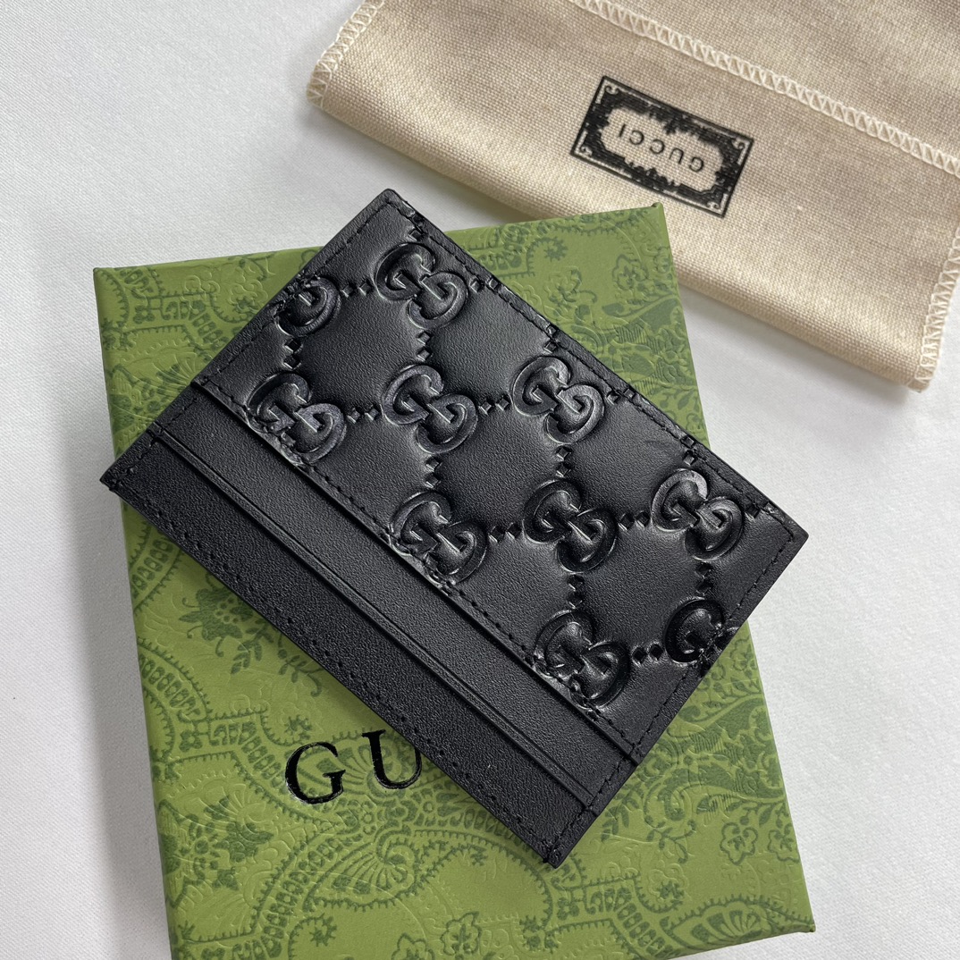 Double-G GG rubber-effect card case black-wallet - Gorchic - $35.99