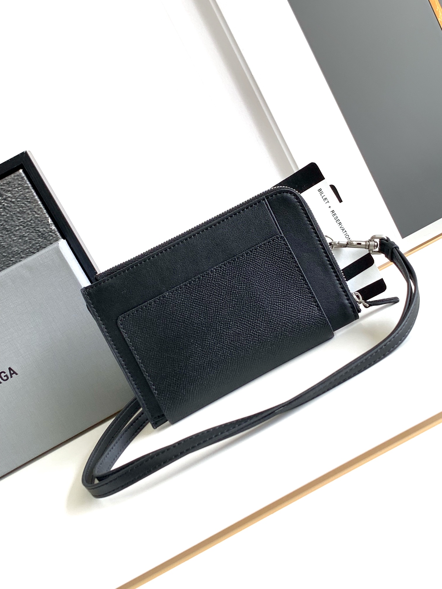 Hourglass iconic Men's Black Passport Long Wallet 1 Ticket - Bag - Gorchic - $139.99