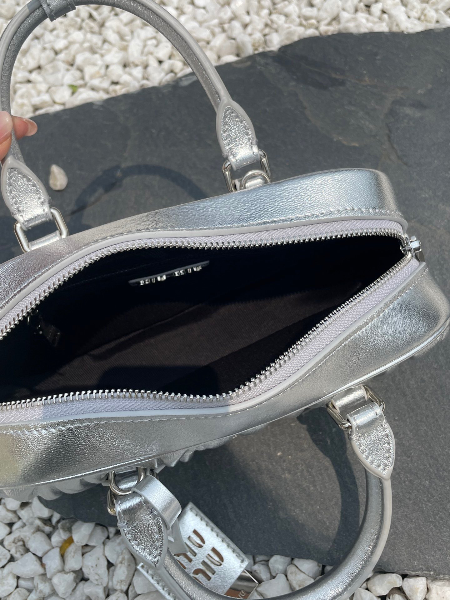 MU Arcadie matelassé nappa leather bag Sliver S-wide Size - Bag - Gorchic - $131.99