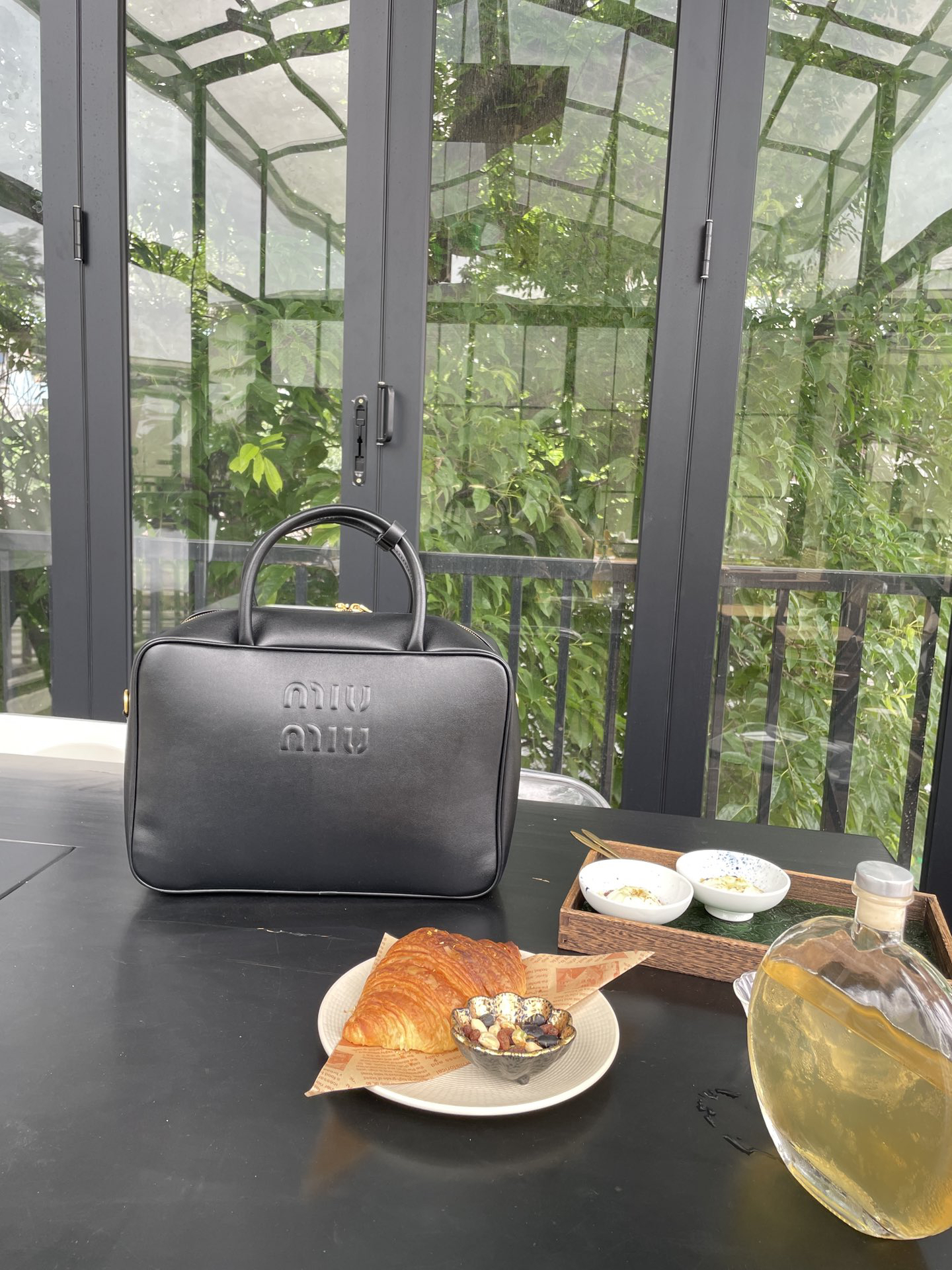 Residenza MU Leather Top-Handle Bag- Black - Bag - Gorchic - $158.99