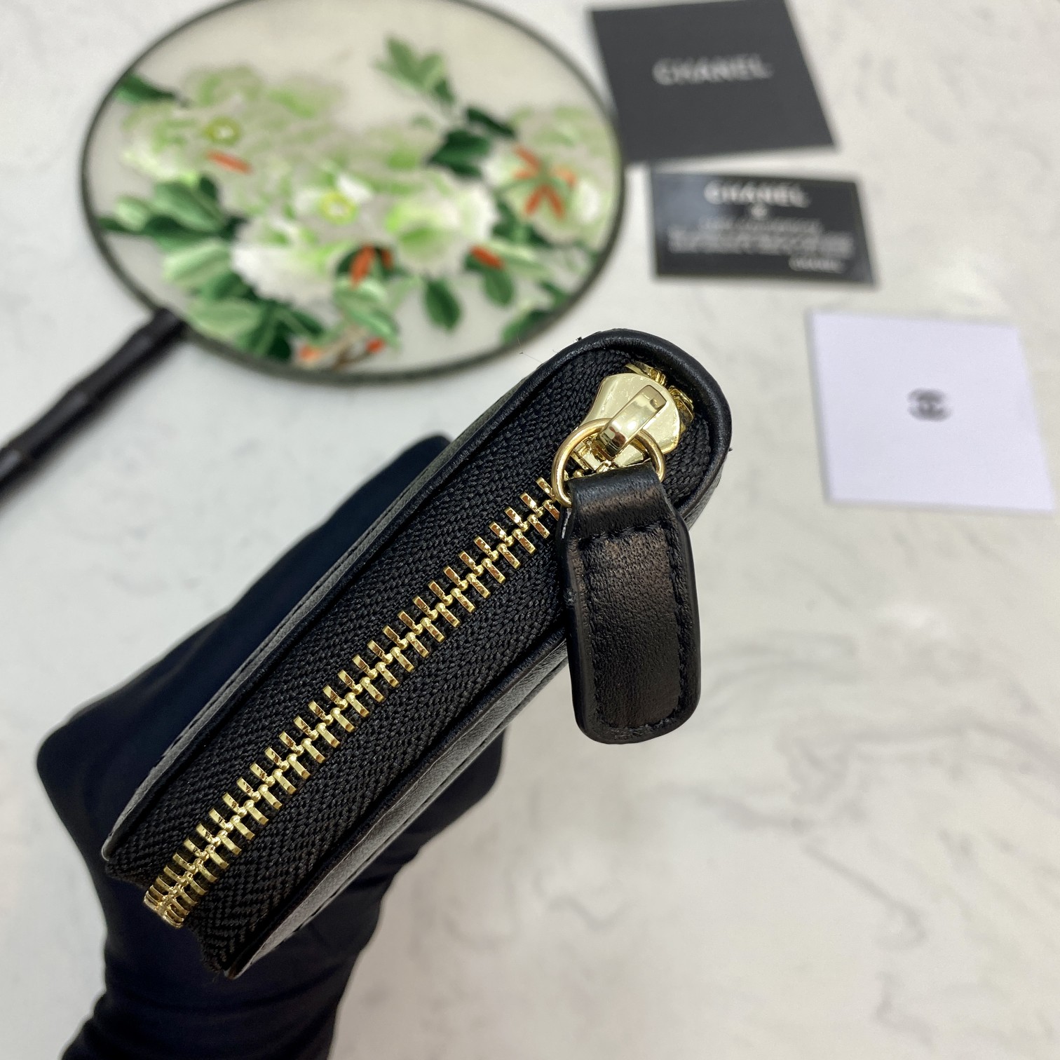 CC Inspired Caviar Chevron Quilted Wallet -Plain Gold Wallet - Gorchic - $52.99