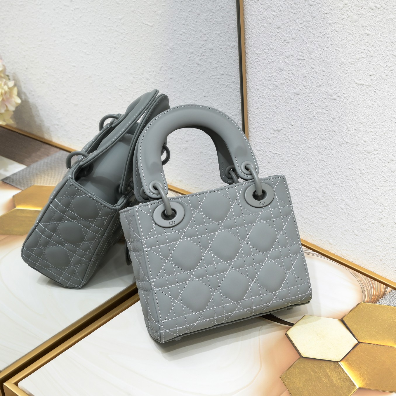 D Inspired Mini Lady D Inspired Bag Grey Ultramatte Calfskin - Bag - Gorchic - $138.99