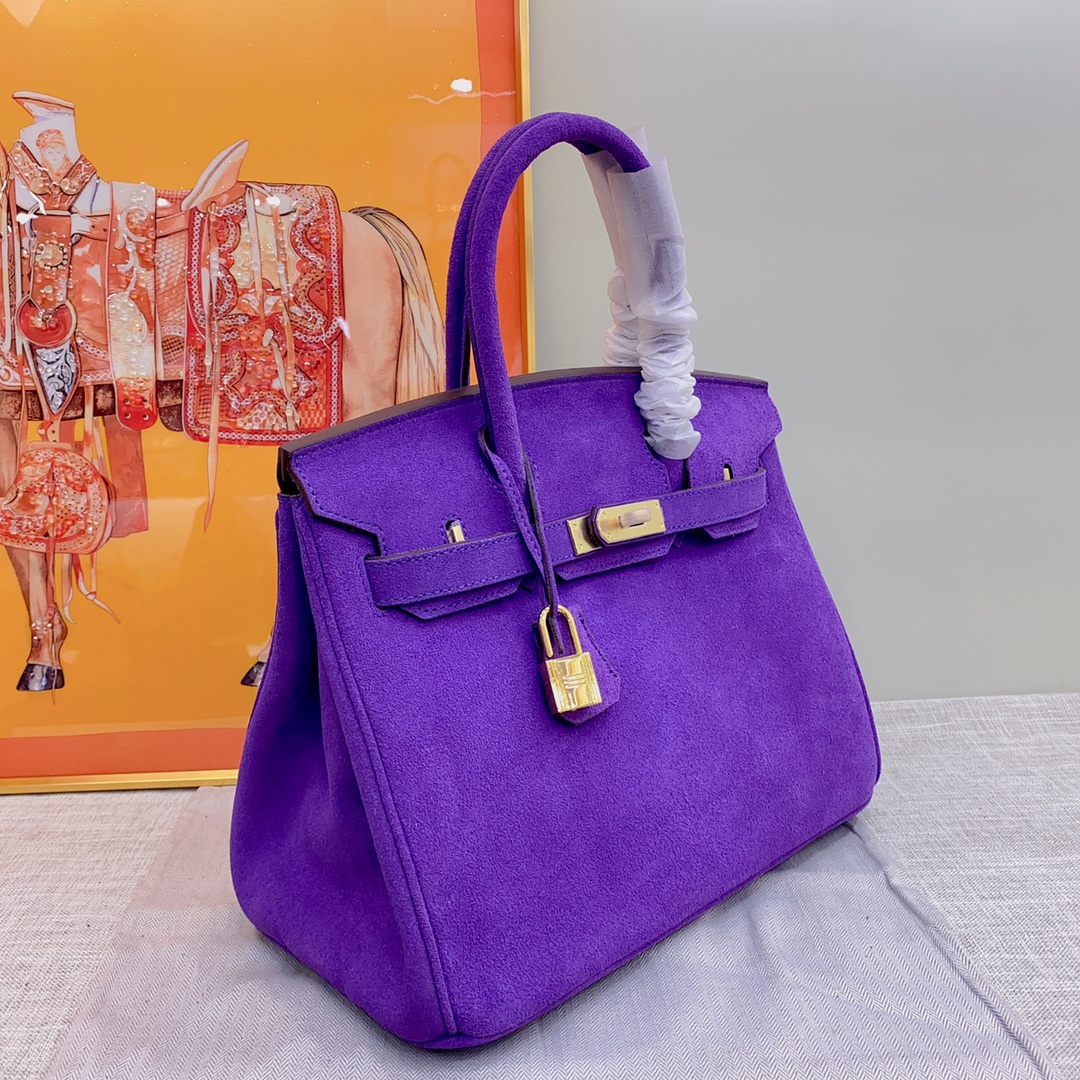 H-Inspired Birkin Bag Doblis Bag Golden Hardware Bag-Purple Bag - Gorchic - $205.99