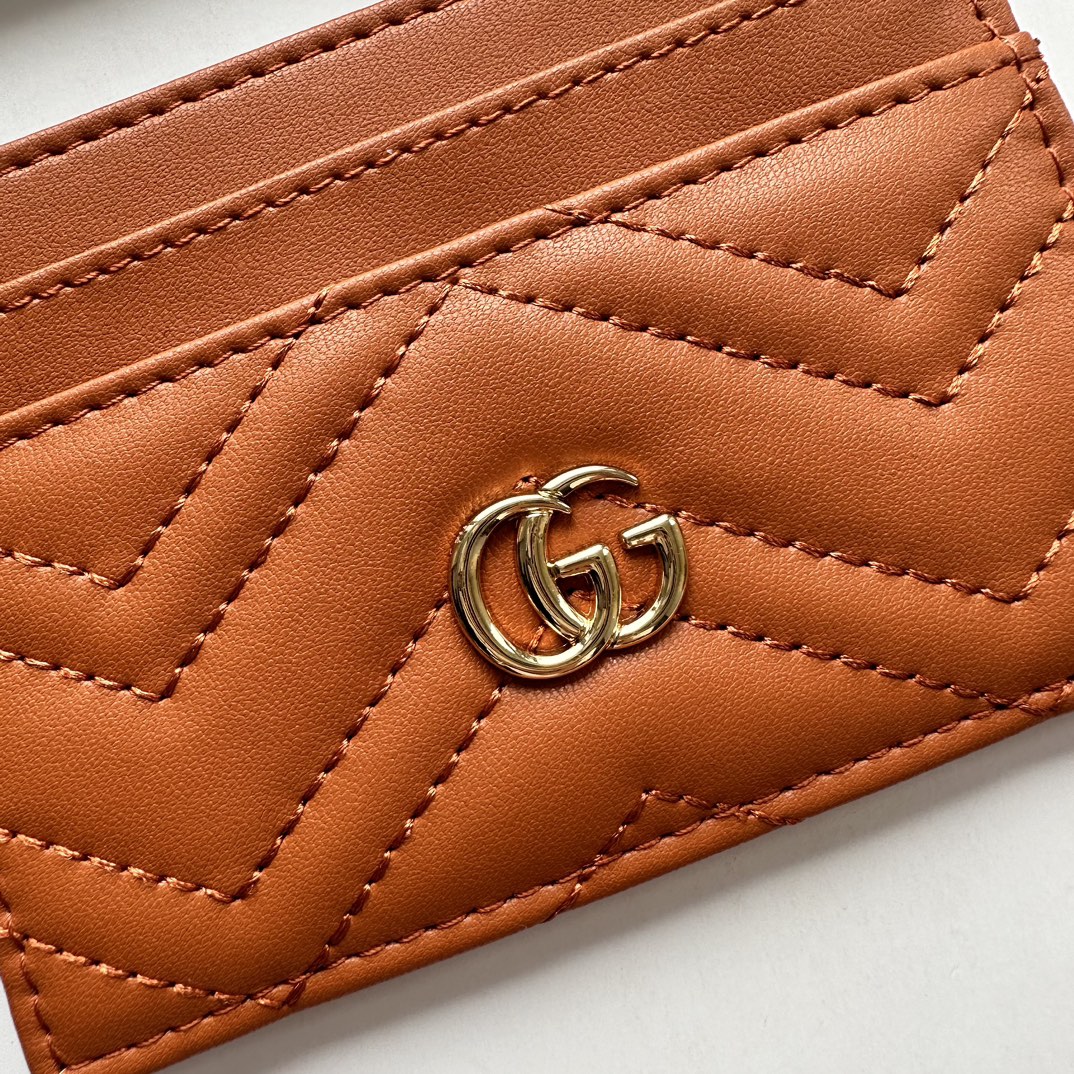 Double-G GG Marmont card case orange leather-wallet - Gorchic - $39.99