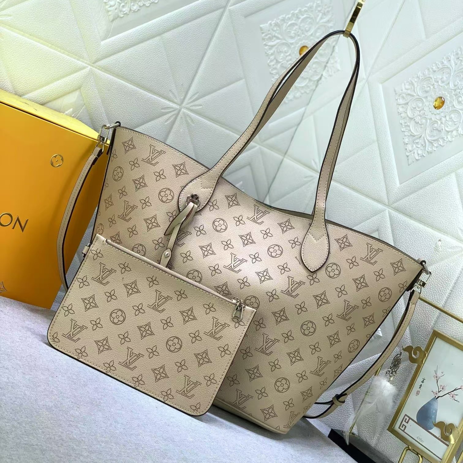 Designer Monogram  Blossom MM Bag Mahina Leather - Bag - Gorchic - $143.99