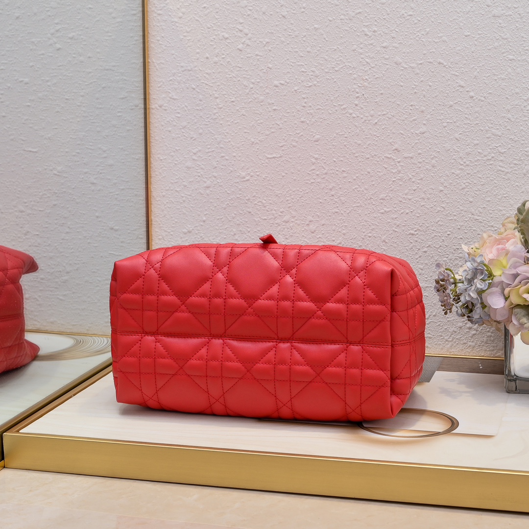 D Inspired Toujours Bag - Cherry Red Macrocannage Calfskin - Gorchic - $136.99