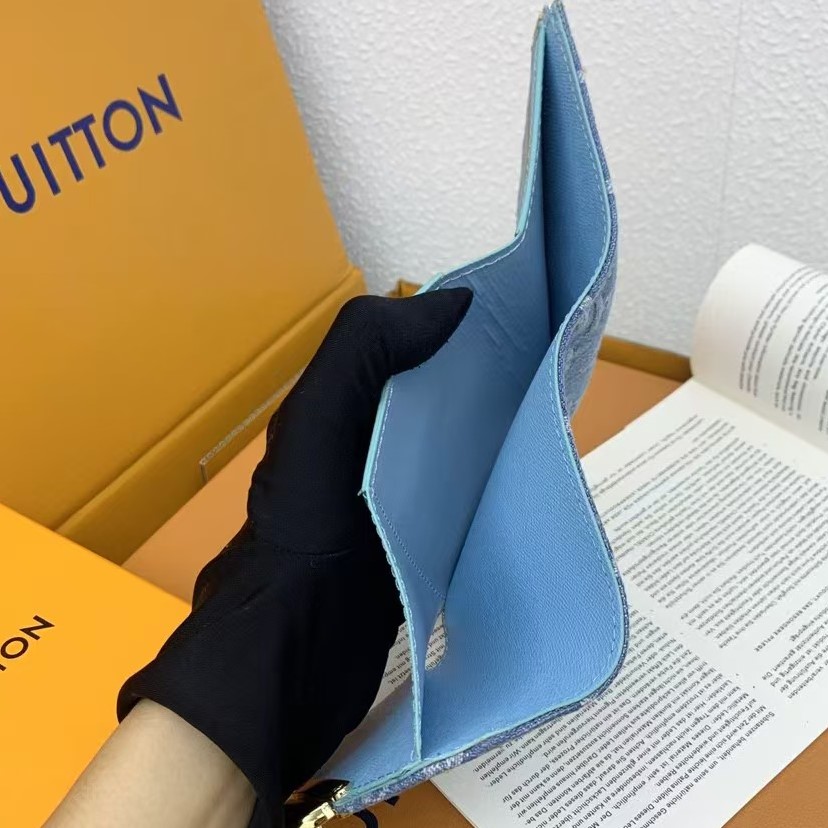 Designer Monogram  Victorine Monogram Denim Half Wallet Blue - Gorchic - $88.99