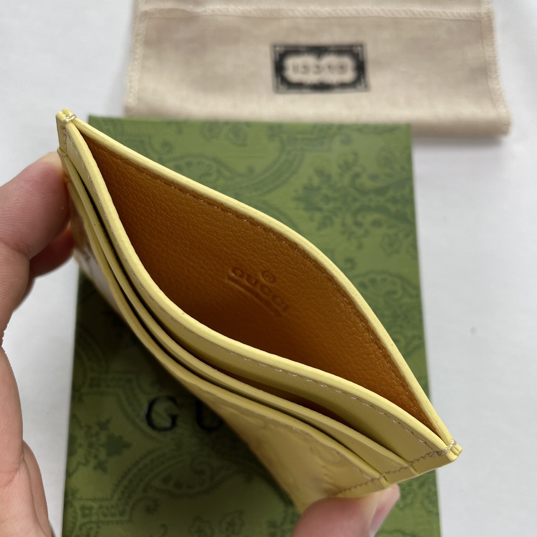 Double-G GG rubber-effect card case light yellow-wallet - Gorchic - $35.99