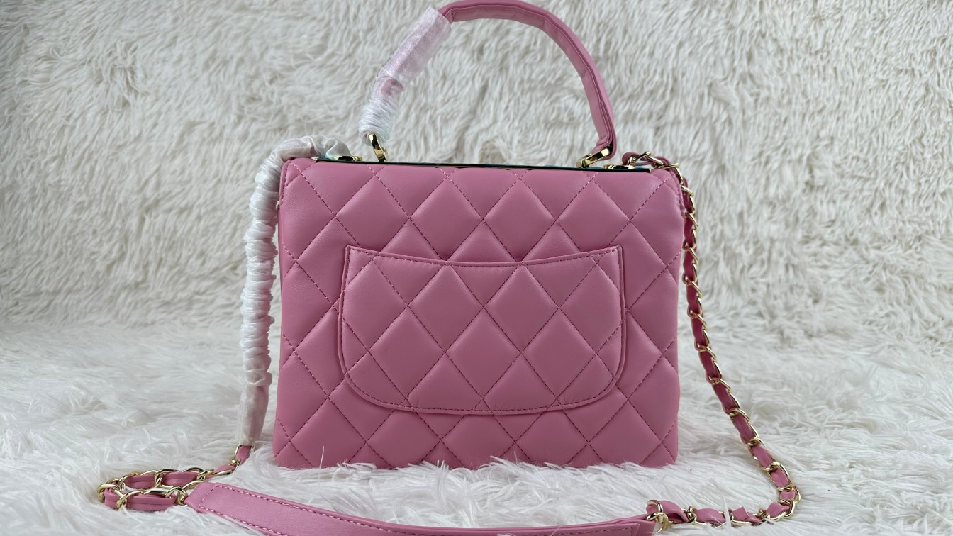 CC Inspired Top Handle Flap Bag Lambskin - Pink - Gorchic - $140.99