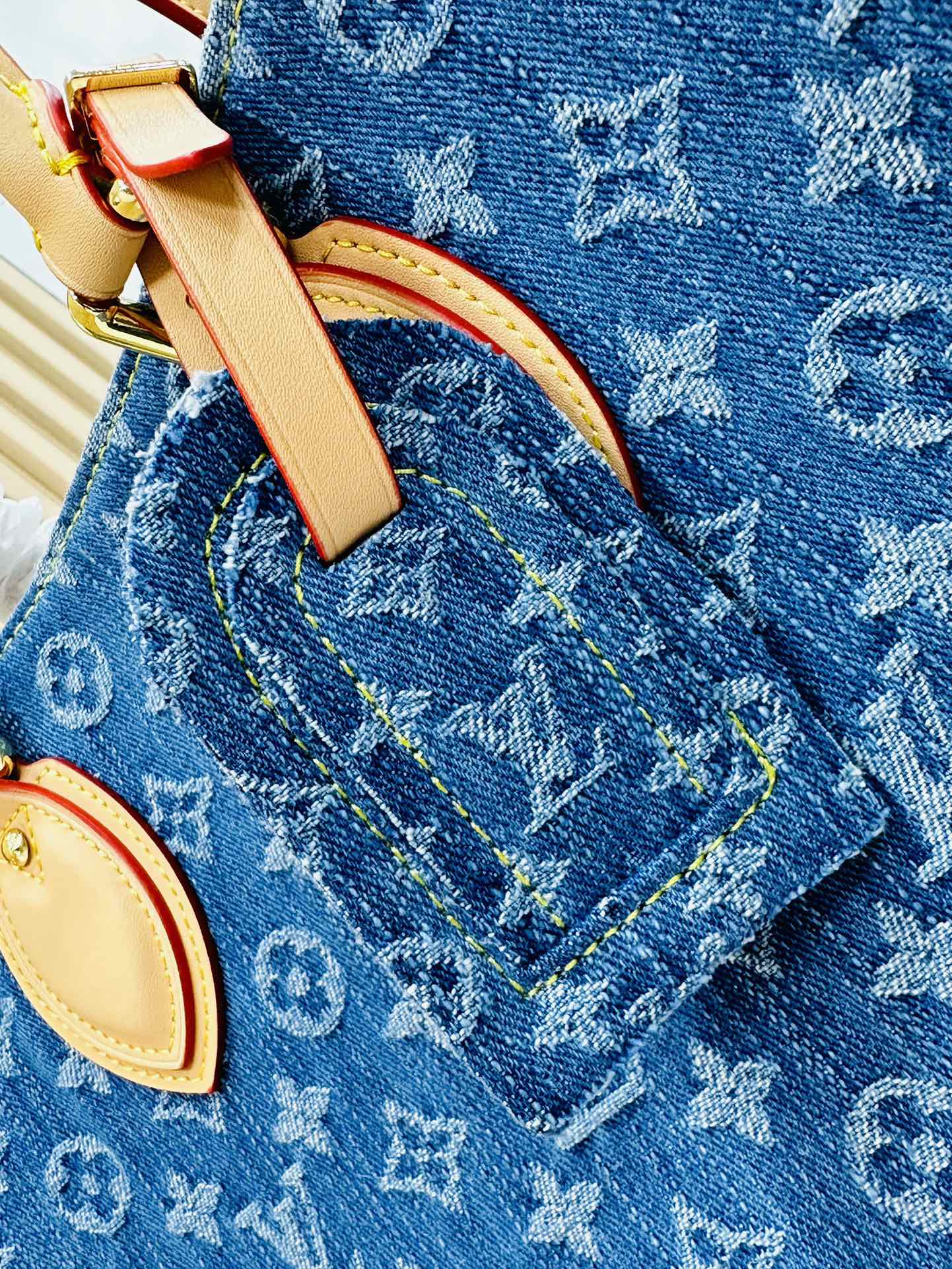 Designer Monogram Jacquard Denim Onthego MM Blue - Bag - Gorchic - $132.99