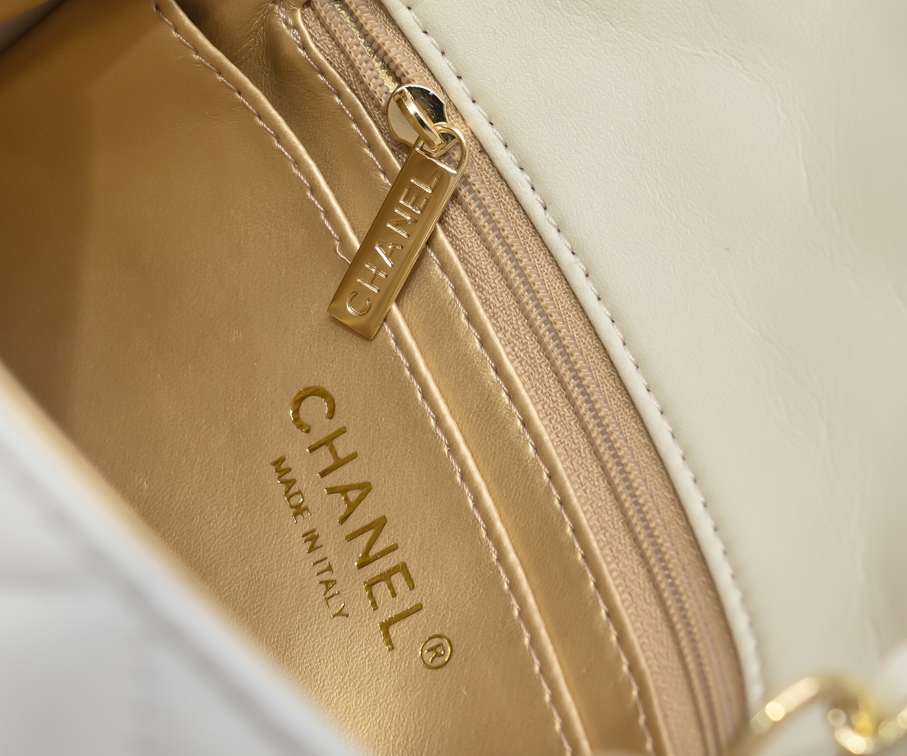 CC Inspired Classic Flag Bag Pearl Crush Mini Square White Calfskin Light Gold Hardware - Bag - Gorchic - $127.99