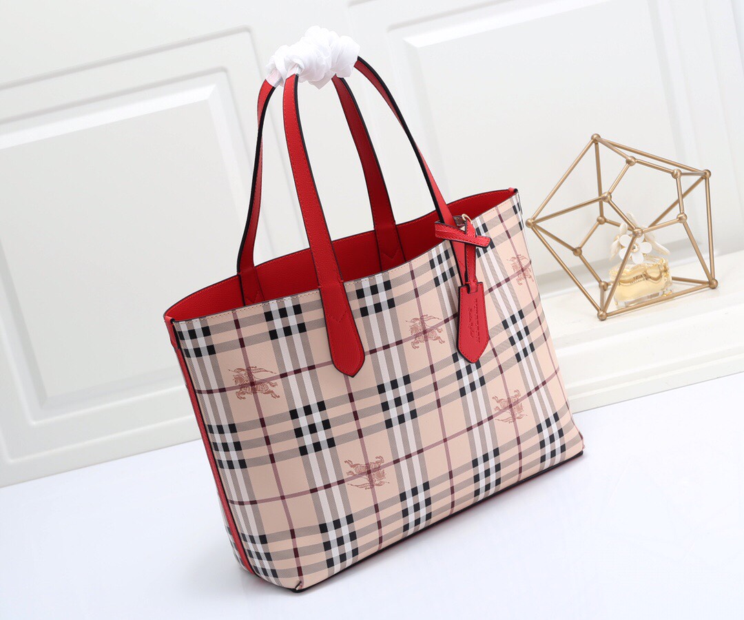 burbery Reversible Shopping Bag - Logo Red Bag - Gorchic - $153.99