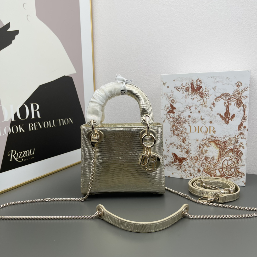 D Inspired lady bag 17cm lizard bag-Gold - Bag - Gorchic - $158.99