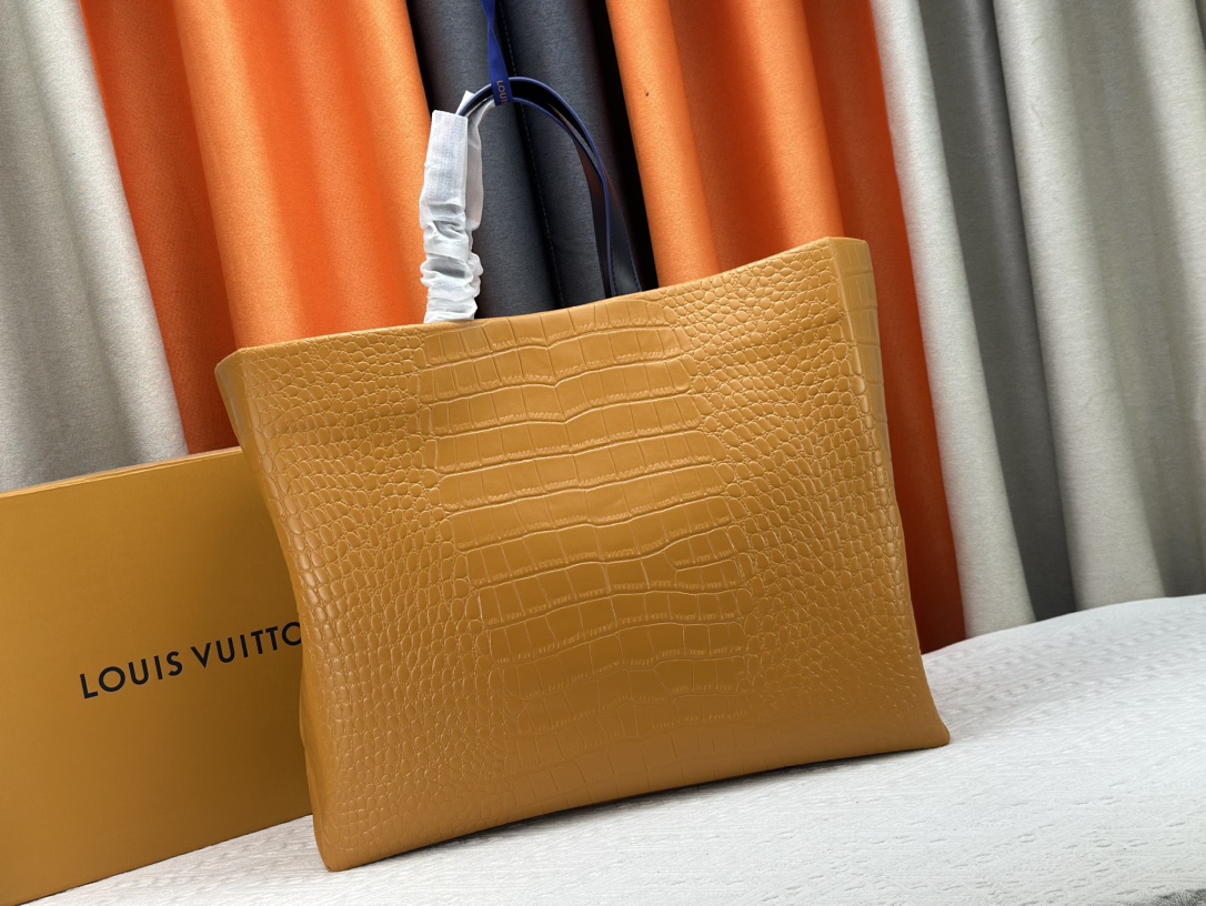 Designer Monogram Maison Fondée En 1854 Crocodile Pattern Yellow - Bag - Gorchic - $145.99