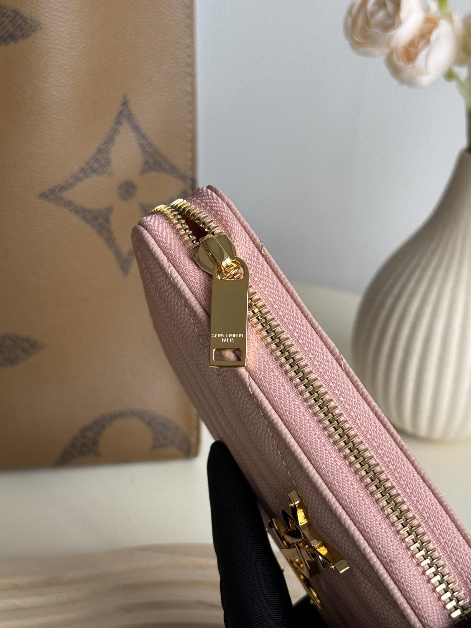 Lady Designer Monogramme leather Wallet -Pink Wallet - Gorchic - $52.99