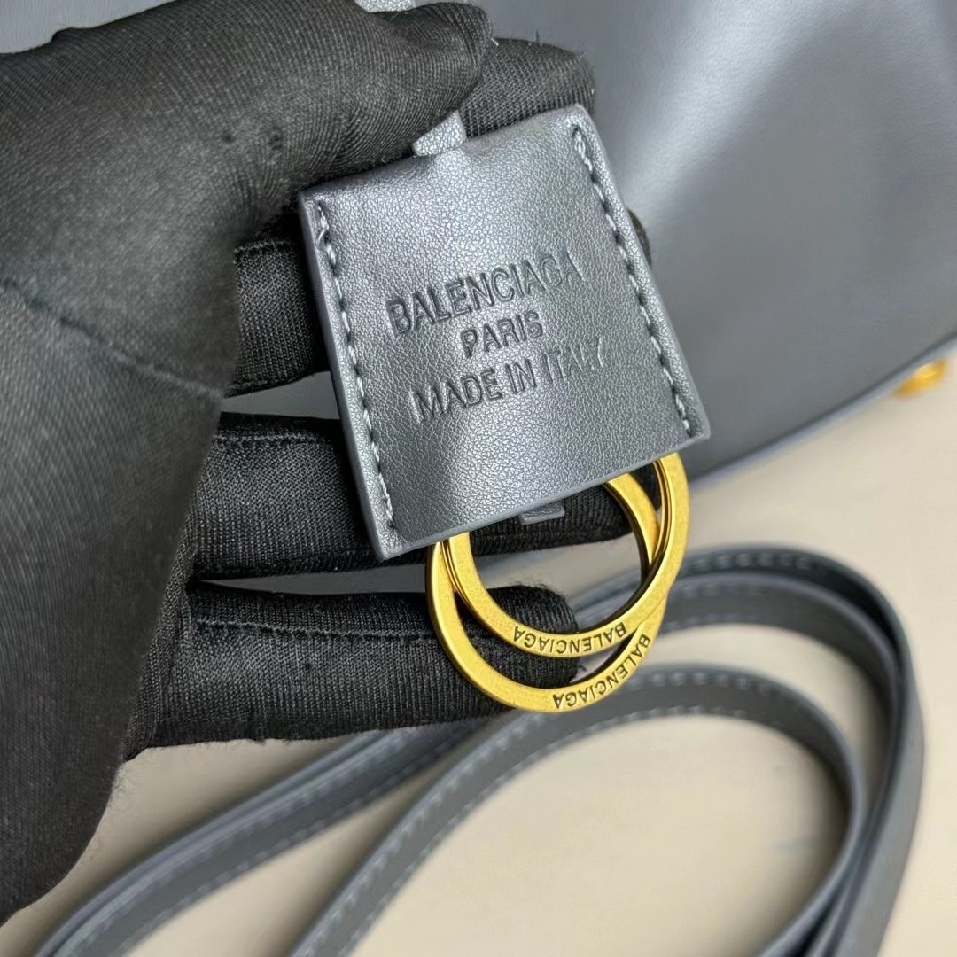 Hourglass iconic Rodeo leather shoulder bag in Grey and aged-golden hardware Multiple Size - Bag - Gorchic - $169.99