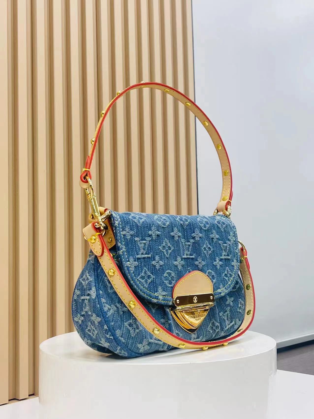 Designer Monogram New  Remix Sunset Denim bag - Gorchic - $131.99