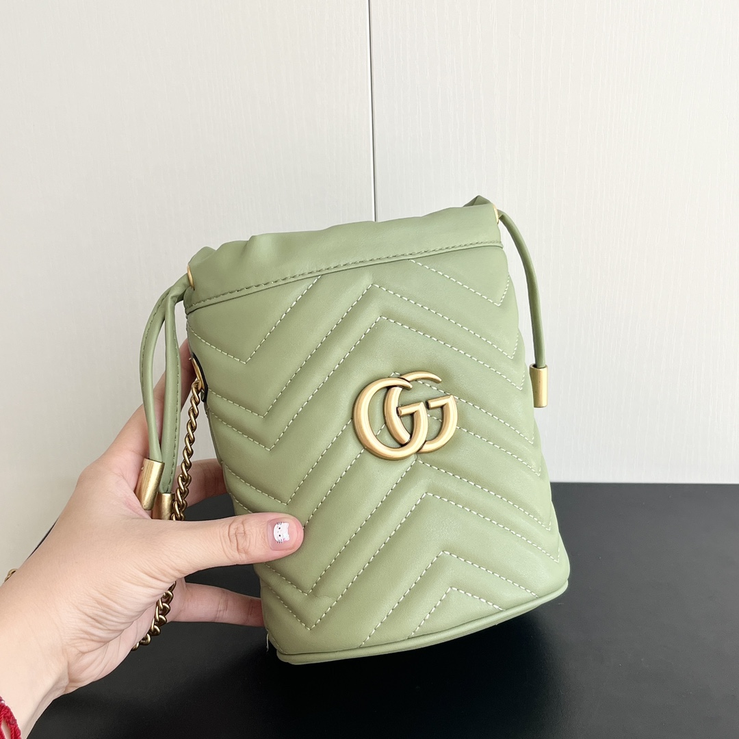 Double-G GG marmont mini bucket bag Green - Bag - Gorchic - $121.99
