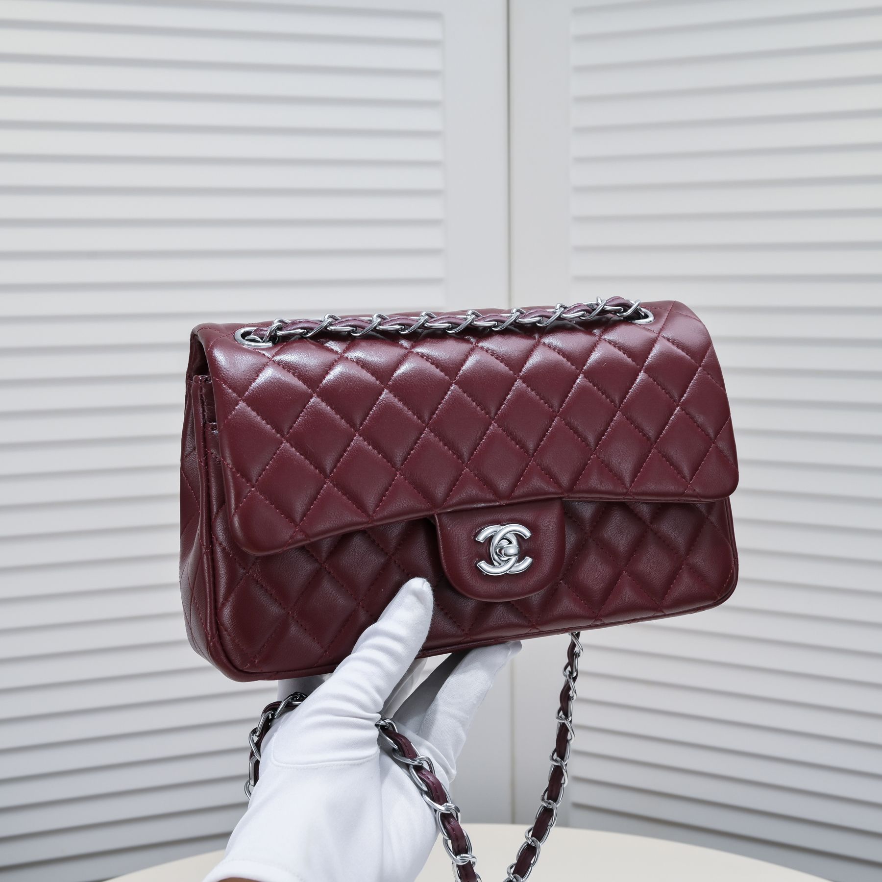 CC Inspired Classic Double Flap Bag Dark Red Sier Hardware - Bag - Gorchic - $122.99