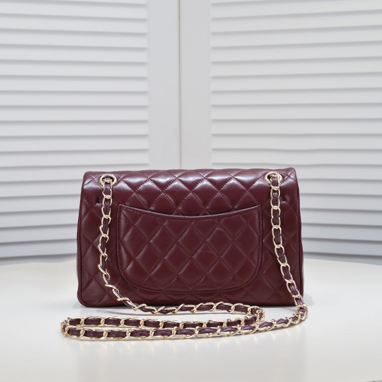 CC Inspired Classic Double Flap Bag Dark Red Golden Hardware - Bag - Gorchic - $122.99