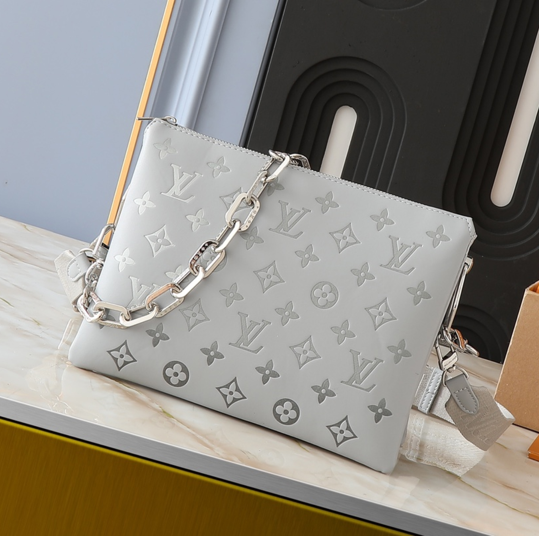 Designer Monogram Coussin Grey Small Handbag - Gorchic - $135.99