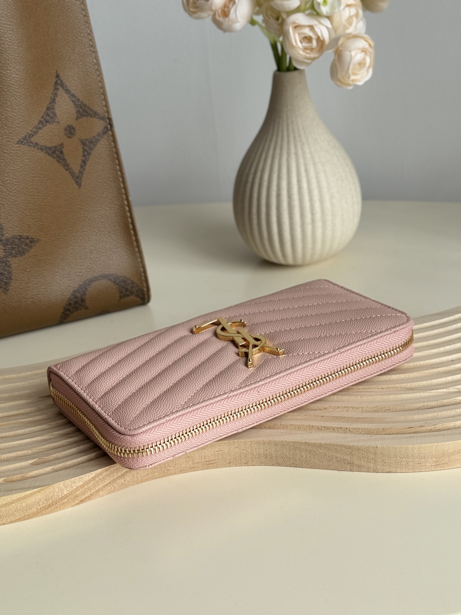 Lady Designer Monogramme leather Wallet -Pink Wallet - Gorchic - $52.99