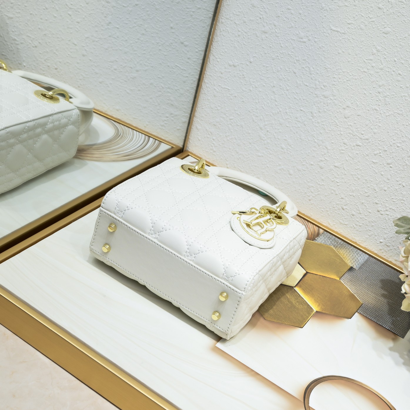 D Inspired Mini Lady D Inspired Bag White Cannage Calfskin - Bag - Gorchic - $138.99