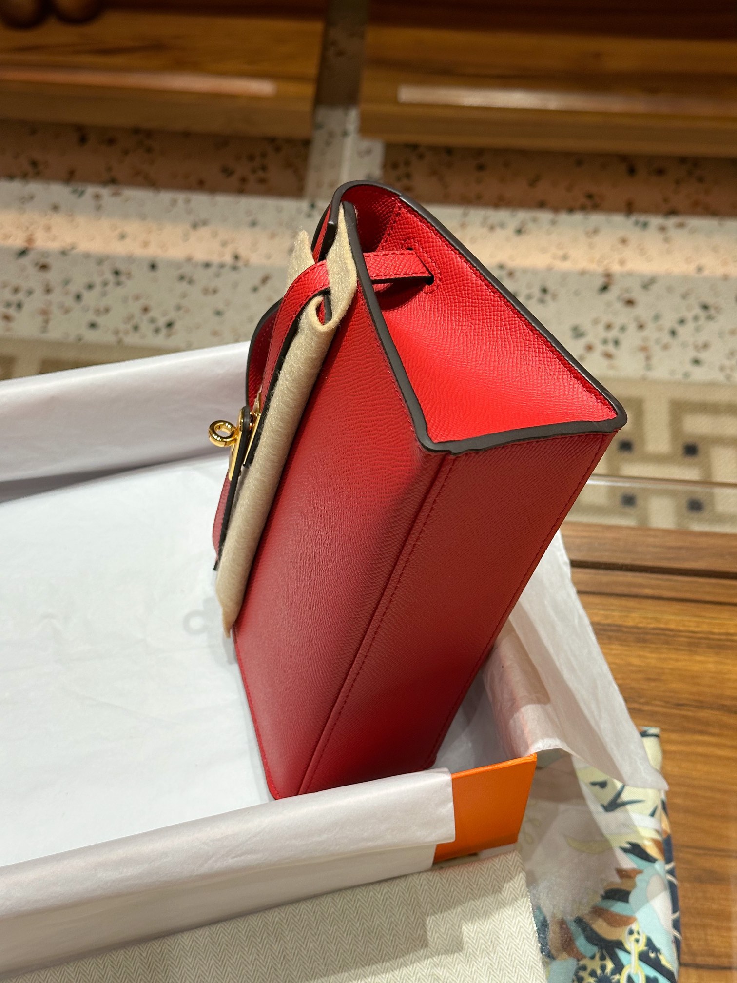 H-Inspired Kelly Mini 1st Kelly Pochette Generation Epsom Palm Leather-Red - Gorchic - $146.99