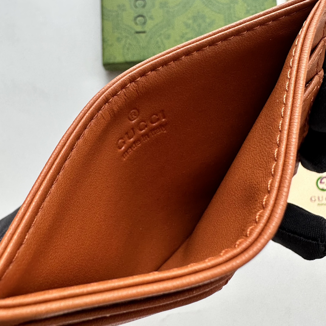 Double-G GG Marmont card case orange leather-wallet - Gorchic - $39.99