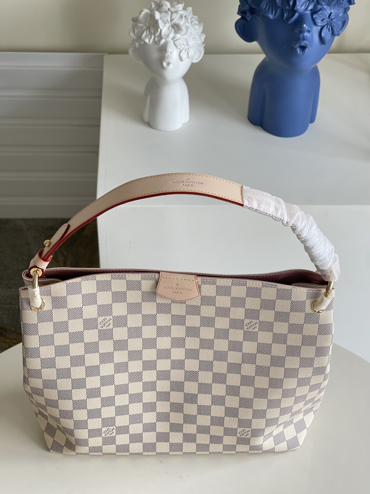 Designer Monogram Graceful PM Damier Azur Canvas Shoulder Bag - Gorchic - $116.99